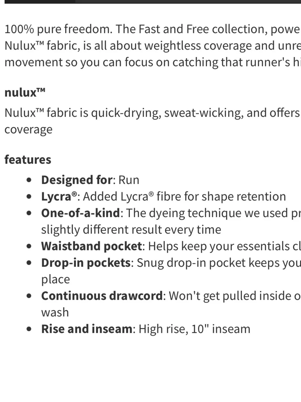 lululemon athletica Fast and Free 10